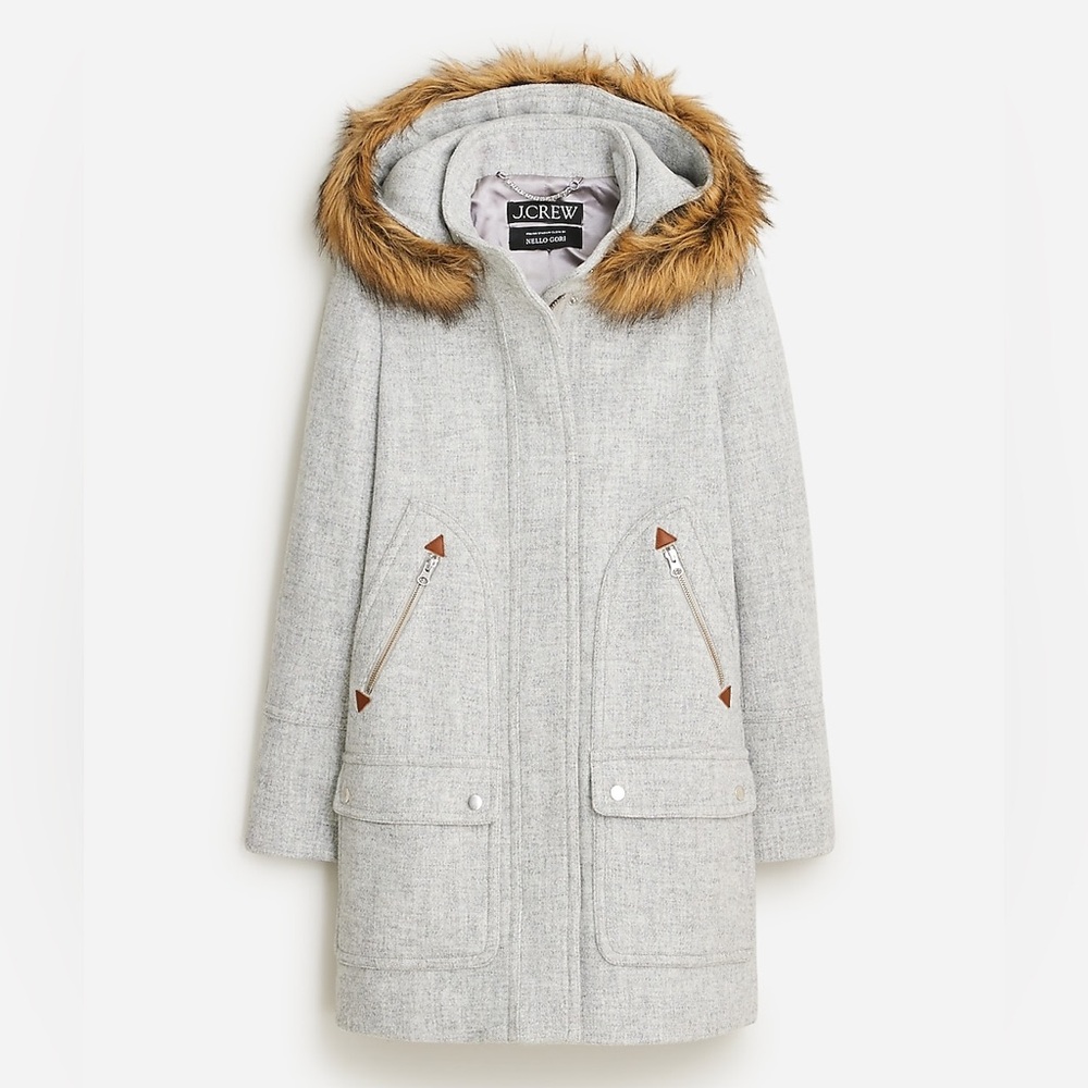 J. Crew Chateau Parka in light grey stadium cloth size 12